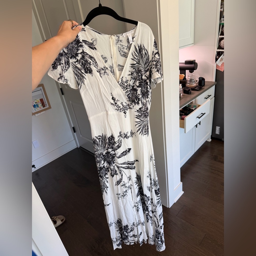 Leith Black & Cream Floral Wrap Maxi Dress